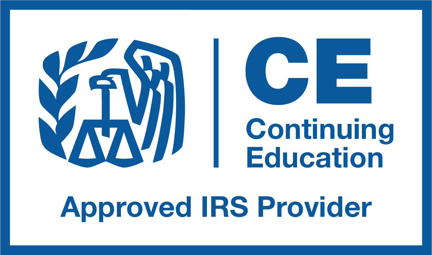 Our IRS Approved Continuing Education Provider number is 1SXC8